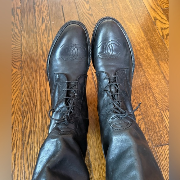 Not for sale !!!Chanel black leather cc logo over the knee riding boots - Picture 5 of 16